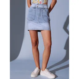 STREET 9 Woven Design A-Line Mini Skirt-picture-11