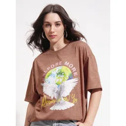 Street By Tokyo Talkies Graphic Printed Round Neck Drop-Shoulder Sleeves Oversized T-shirt-picture-19