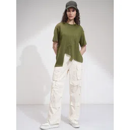 street by tokyo talkies Tokyo Talkies Women Solid Oversized Top With Panels-picture-32