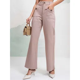 Street By Tokyo Talkies Women High-Rise Flared Trousers-picture-11