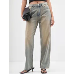 Street By Tokyo Talkies Women Solid High-Rise Heavy Fade Straight Fit Jeans-picture-29