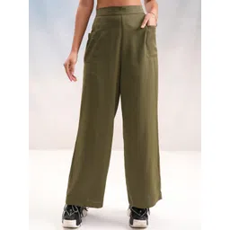 Street By Tokyo Talkies Women Solid Straight Fit Wide Leg Trousers-picture-35