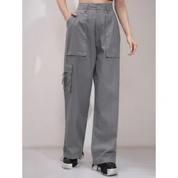 Street By Tokyo Talkies Women Straight Fit High-Rise Cargos Trousers-picture-34