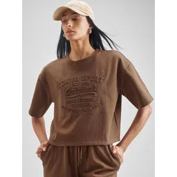 Street By Tokyo Talkies Women Typography Self Design Round Neck Cotton Boxy Crop Top-picture-21