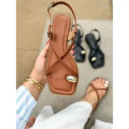 Street Style Store Women One Toe Flats with Buckles-picture-17