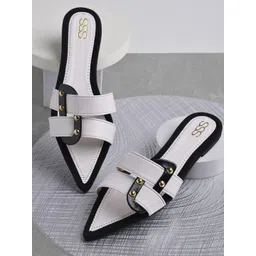 Street Style Store Women Striped Open Toe Flats with Buckles-picture-28