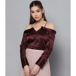 street9 Casual Shoulder Straps Solid Women Maroon Top-picture-43