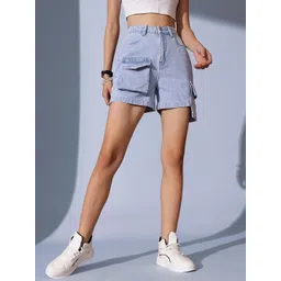 street9 Solid Women Blue Denim Shorts-picture-10