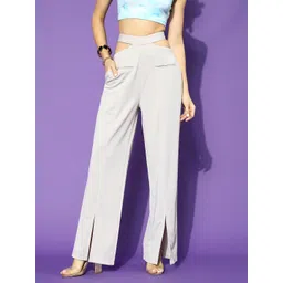 street9 Women Regular Fit Grey Viscose Rayon Trousers-picture-11