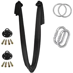 Streetup India® Lycra Fabric 6x1.5 Mtrs Aerial Swing/Yoga Hamock for Antigravity Yoga/Flying Yoga |With Kit |Black-picture-41
