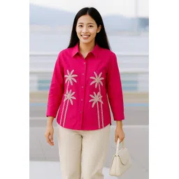 streetwardrobe Women Regular Fit Embroidered Button Down Collar Casual Shirt-picture-18