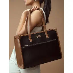 Strokes by Namrata Mehta Black & Charcoal Caramel Large Tote Bag-picture-20