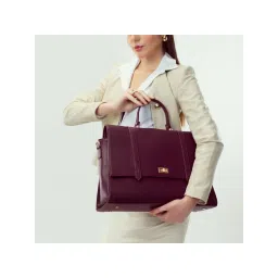 Strokes by Namrata Mehta Convertible Handbag with 2 Detachable Strap - Burgundy-picture-28