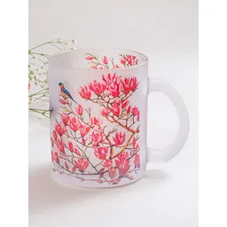 Strokes by Namrata Mehta Pink and Blue Magnolias Frosted Floral Printed Glass Mugs 350ml-picture-11