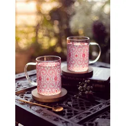 Strokes by Namrata Mehta Red 2 Pieces Printed Glass Mugs 350 ml-picture-34