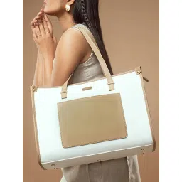 Strokes by Namrata Mehta Vanilla & Taupe Large Tote Bag-picture-23