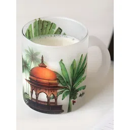 Strokes by Namrata Mehta White & Green Floral Printed Royal Elephant Frosted Glass Mug-picture-18