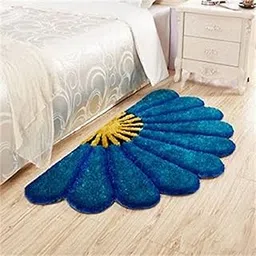 StromX Super Soft High Piles Half Sunflower Doormat for Home Entrance Anti Slip Rug for Home, Kitchen, Office, Living Room Bedroom and Floor Multipurpose Floor Mats, 17x34 Inches (Blue) image 1