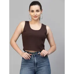 Strong & Brave Brown Cotton Regular Fit Crop Top-picture-32
