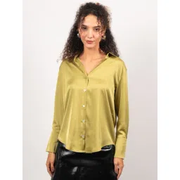 Strong & Brave Green Satin Solid Shirt-picture-27