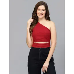 Strong & Brave Red Cotton Regular Fit Crop Top-picture-38