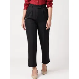 Strong And Brave Women Regular Fit Mid-Rise Smart Easy Wash Pleated Formal Trousers-picture-32