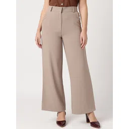 Strong And Brave Women Smart Wide Leg Mid-Rise Easy Wash Formal Trousers-picture-33