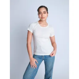 Strong & Brave Women White Round neck Cotton Short Sleeves White Top-picture-25