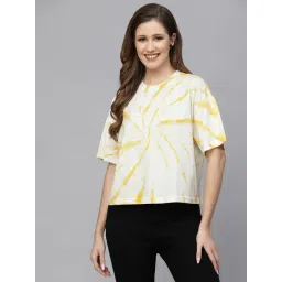 Strong & Brave Yellow & White Cotton Tie - Dye T-Shirt-picture-48