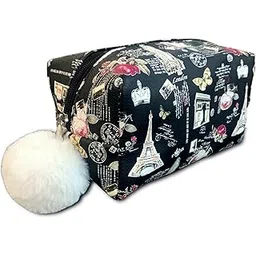 strutt A Trip to Paris Toiletry kit, Jewellery Bag, Cosmetic Pouch, Medium Sized DOPP kit for Women (Black)-picture-13