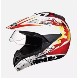 Studds N10 White Medium (570 mm) Off Road-Full Face Helmet, Motocross D3 Decor With Visor-picture-47