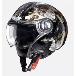 Studds N12 Black Xtra Large (600 mm) Open Face Helmet, Downtown D1 Decor-picture-22