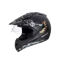Studds N12 Matt Black Xtra Large (600 mm) Off Road-Full Face Helmet, Motocross D4 Decor With Visor-picture-33