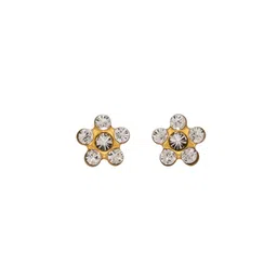 STUDEX Stainless Steel 24K Pure Gold Plated Crystal Studded Bezel Floral Shaped Studs-picture-15