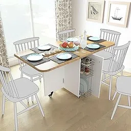 Studio Kook Abba Engineered Wood 6 Seater Folding Dining Table (White) - 29.13 X 58.26 X 29.5 Inch-picture-20