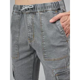 STUDIO NEXX Men Jogger Mid-Rise Light Fade Stretchable Cargo Styles Jeans image 3