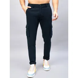 STUDIO NEXX Men Relaxed Straight Leg Loose Fit Cargos Trousers-picture-19