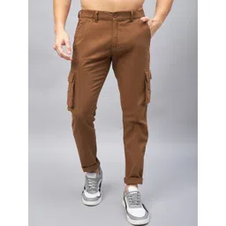 STUDIO NEXX Men Relaxed Straight Leg Loose Fit Cargos Trousers-picture-27