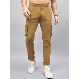 STUDIO NEXX Men Relaxed Straight Leg Loose Fit Cargos Trousers-picture-22