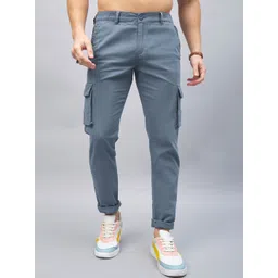 STUDIO NEXX Men Relaxed Straight Leg Loose Fit Cargos Trousers-picture-30