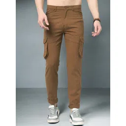 STUDIO NEXX Men Relaxed Straight Leg Mid-Rise Cotton Loose Fit Cargos Trousers-picture-10