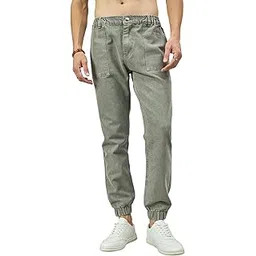 studio nexx Men's Cotton Denim Joggers | Non Stretchable| Mid Rise Joggers-picture-11