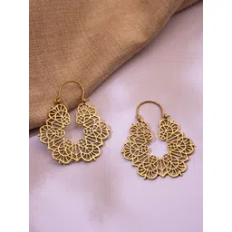 Studio One Love Brass-Plated Contemporary Hoop Earrings-picture-37