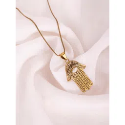 Studio One Love Brass-Plated Evil Eye Pendant With Chain-picture-40