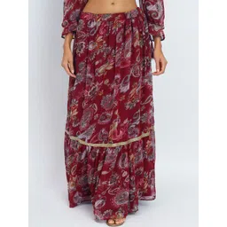 studio rasa Paisley Printed Flared Maxi Skirt-picture-40