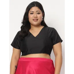 studio rasa Plus Size V-Neck Smocked Stretchable Crop Top-picture-19