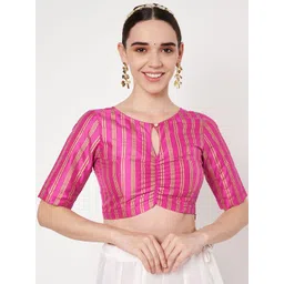 studio rasa Striped Keyhole Neck Saree Blouse-picture-17