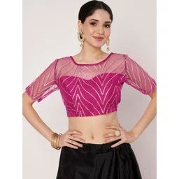 studio rasa Women Embroidered Short Sleeves Readymade Blouse-picture-11