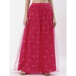 Studio Rasa Women Pink Embroidered Flared Maxi Skirt-picture-31