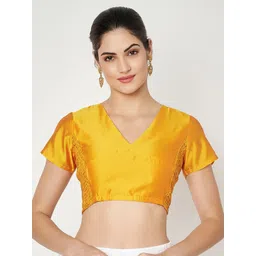 studio rasa Women Solid V-Neck Silk Blend Top image 1